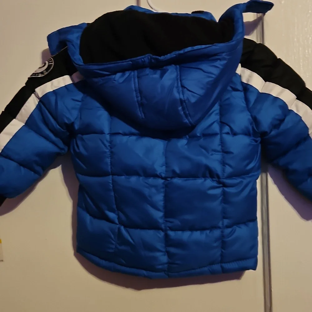 U.S. Polo Assn. boys 2T Blue and Black Puffer Jacket with detachable hood NWT